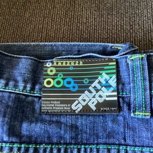 South Pole Men's Denim Jeans with Green Stitching